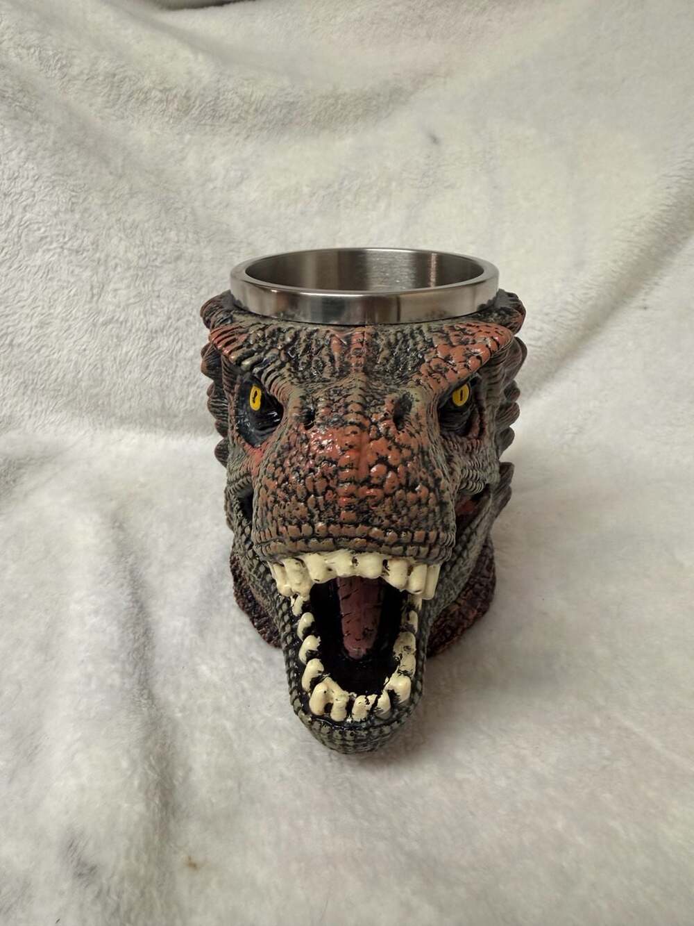 Jurassic 3D T-Rex Dinosaur Head Skull Coffee Mug Stainless Steel Liner - Picture 6 of 9